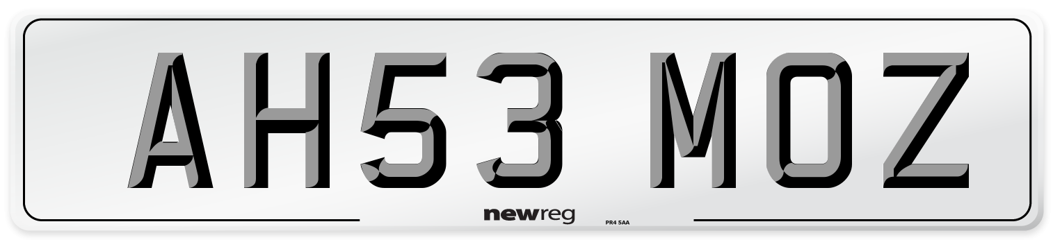 AH53 MOZ Number Plate from New Reg